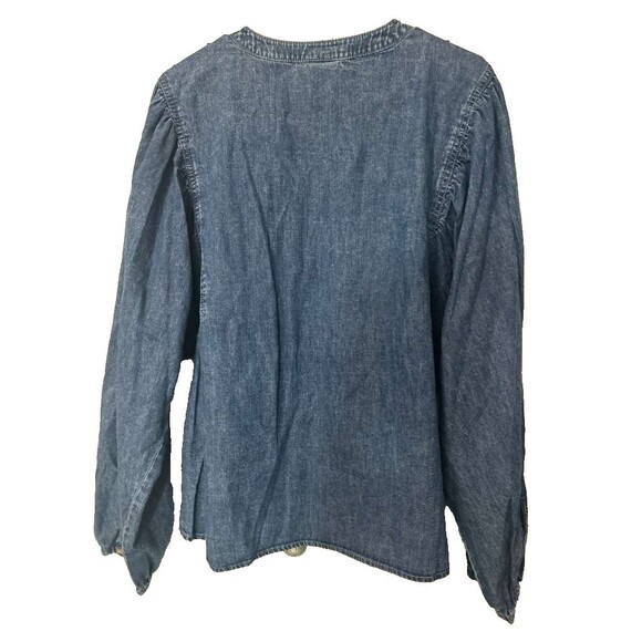 Scoop Denim Shirt with Blouson Sleeves Women XL Cotton New - Picture 5 of 5